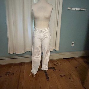 Paige Cindy Crop Crisp White Raw Hem Jeans